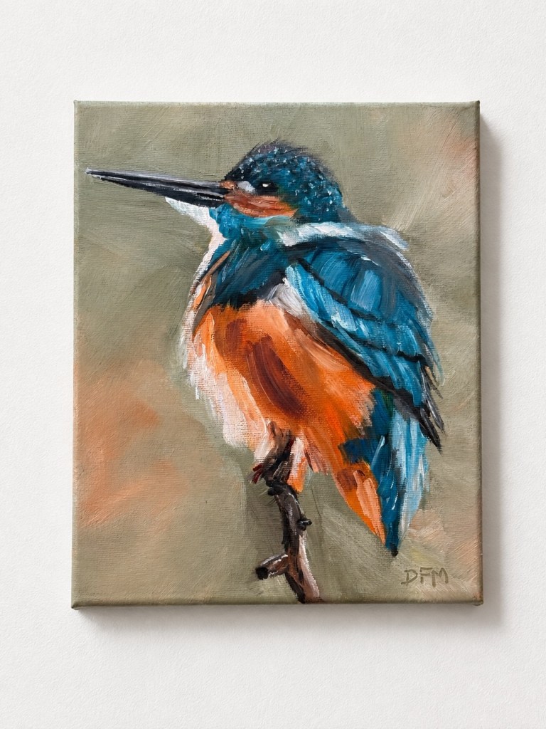 “ Kingfisher: A Study in Loose Brushwork”

This bird is a result of my oil painting class with a super talented Artist, Cindy Awrey.  It’s a quiet study in light and form letting go just enough to let the brush speak. 