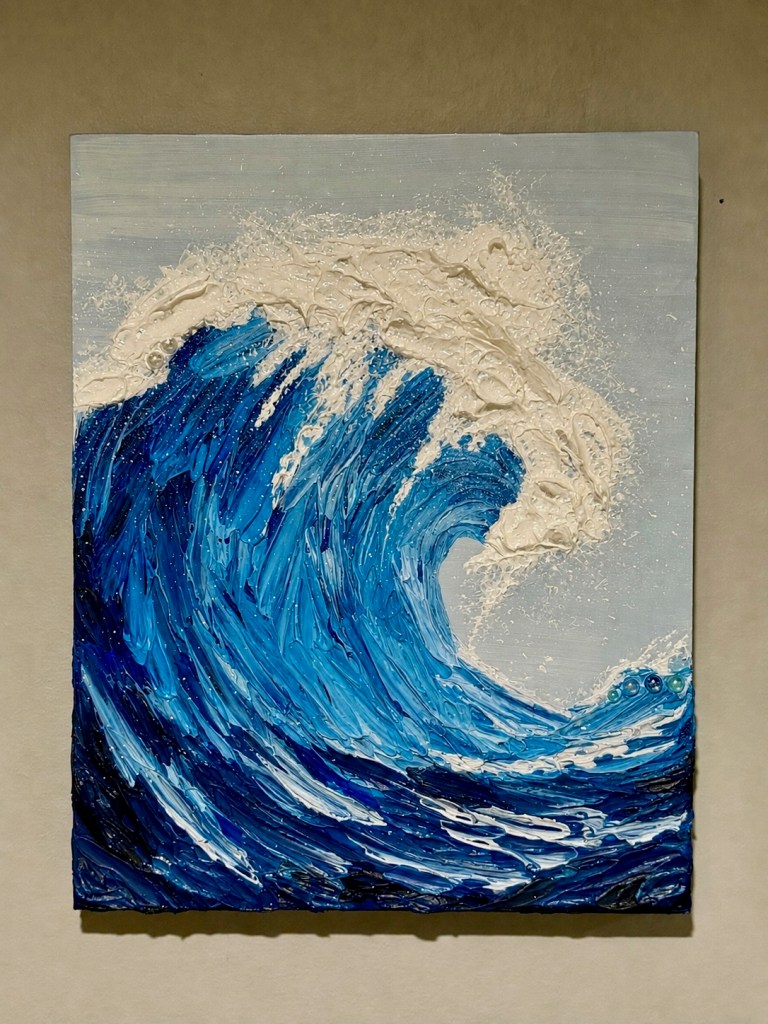 “The Restless Sea” 8 x 10 acrylic impasto on wood canvas