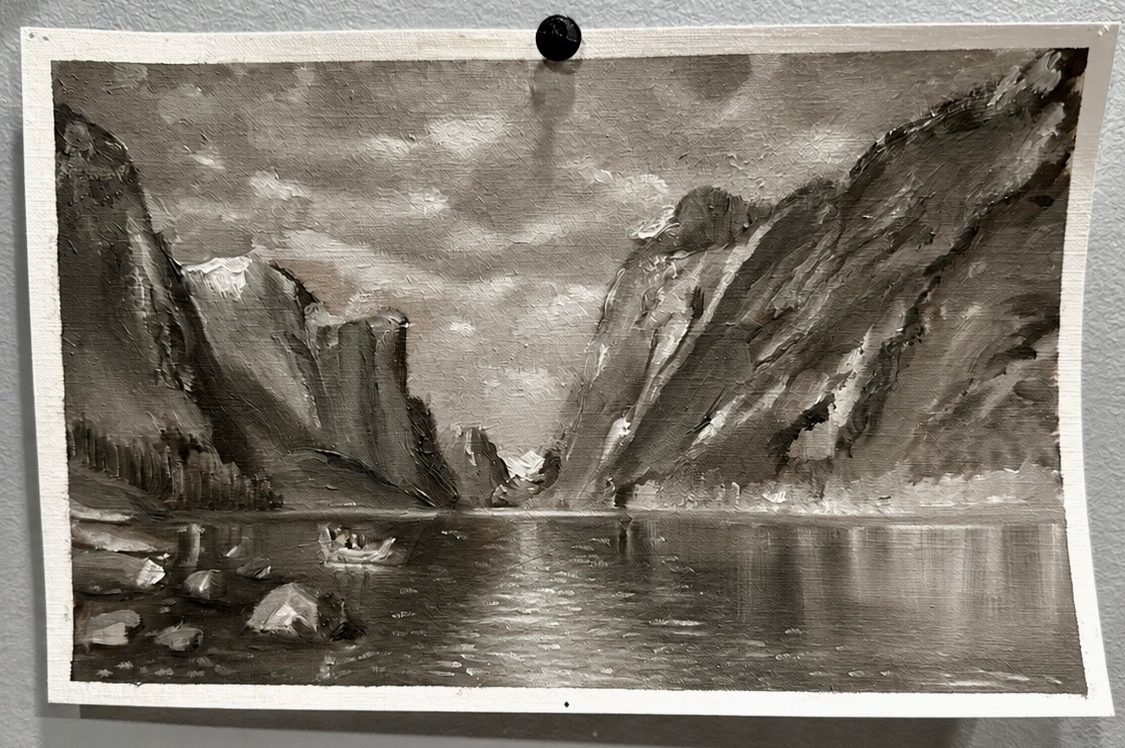 Another master copy I did here in Grisaille. Learning about values. Oil on paper. 