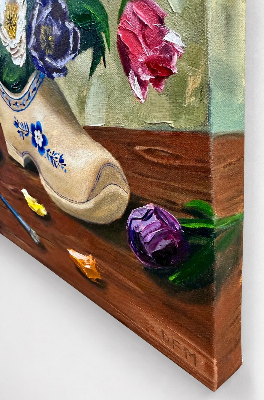 “United in Bloom”
Impasto oil on canvas, 16 x 20

My whimsical little nod to Holland and tulip time, the many different tulips represent the colors, cultures and personalities, and the people who come together in our community. Different varieties, all beautiful and united in Bloom.