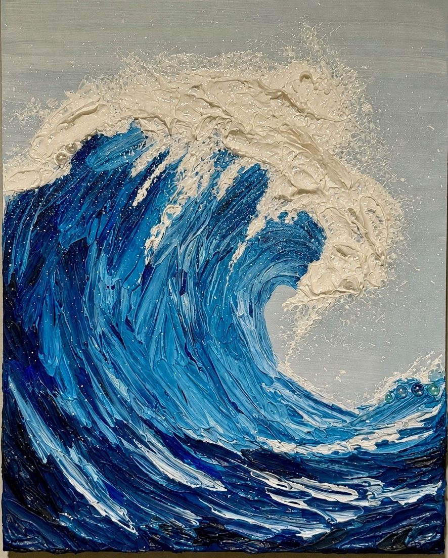 “The Restless Sea” 8 x 10 acrylic impasto on wood canvas